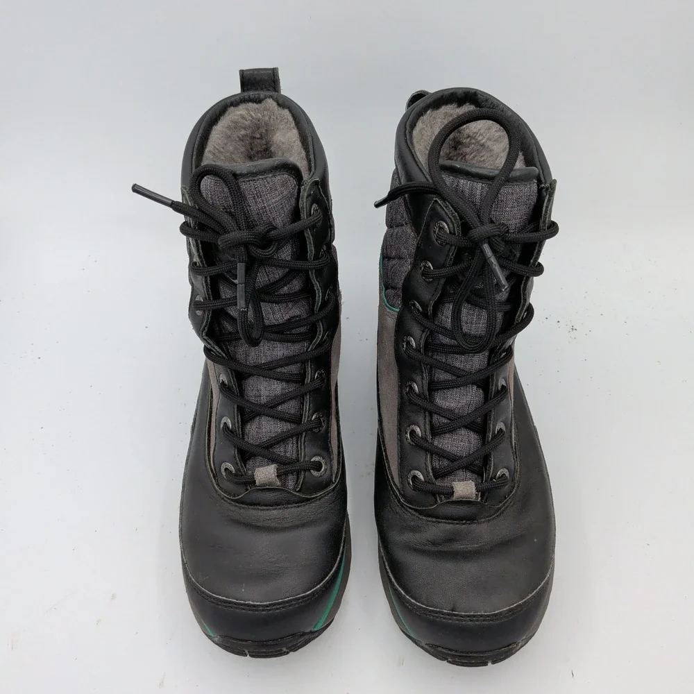 UGG Carora Waterproof Black Teal Leather Winter Boots 1005625 Womens 7.5